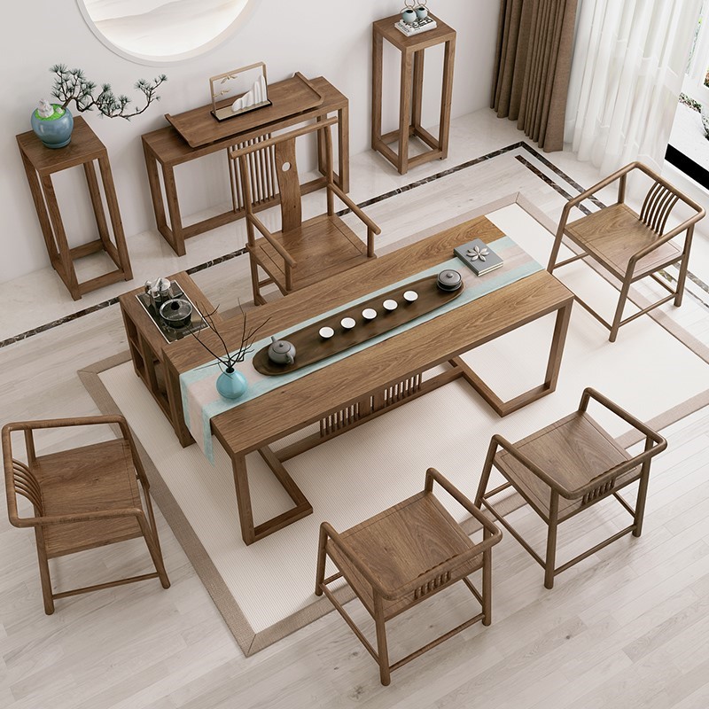 Tea table solid wood New Chinese style tea table chair combined zen Serve tea table modern minimalist living-room home tea room tea