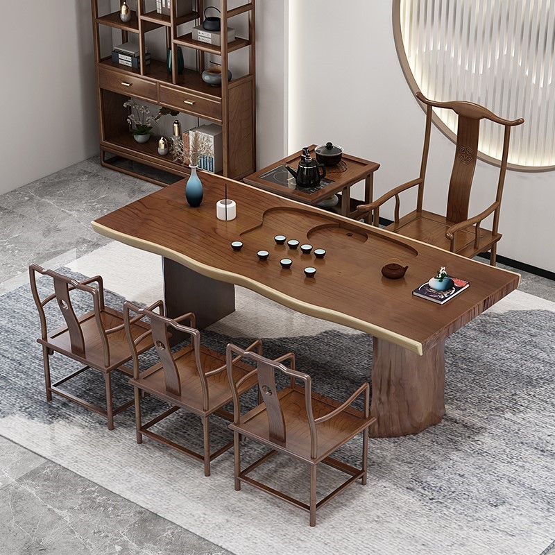 Tea table and chair living room Solima Kung Fu Tea Several Chinese log plate tea table tea table tea table one office tea table