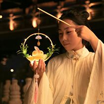 Electronic Lantern New Year Children's Antique Shooting Props Rabbit Lantern Handmade diy Material Bag Handheld Hanfu Hair