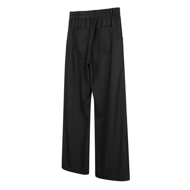 DESERTO Tencel ຜະສົມງົວດິບສີດໍາ luster ice silk drape A-line casual loose-rise trousers for men