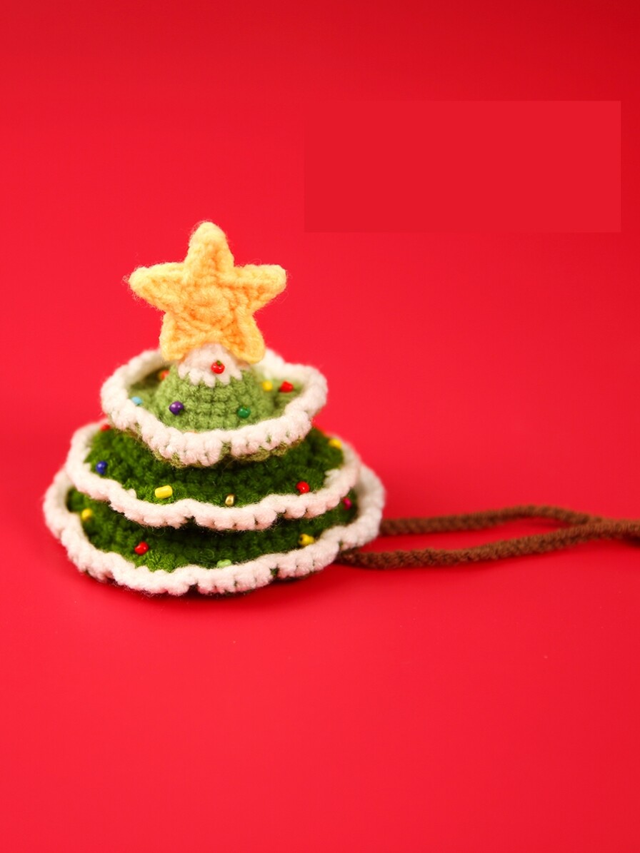 Cat Christmas bib super cute cat knitting bib Christmas small hat saliva towel small shawl hand woven