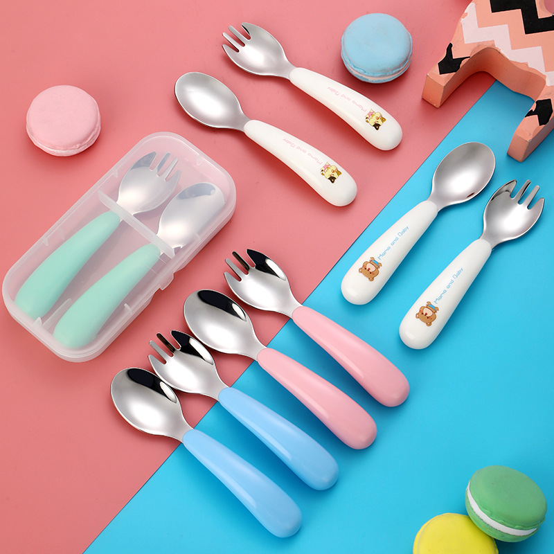 Child Fork Spoon 304 Portable Cutlery Cartoon Creative Baby Cutlery Logo Custom Gift Children Cutlery Sets Group 