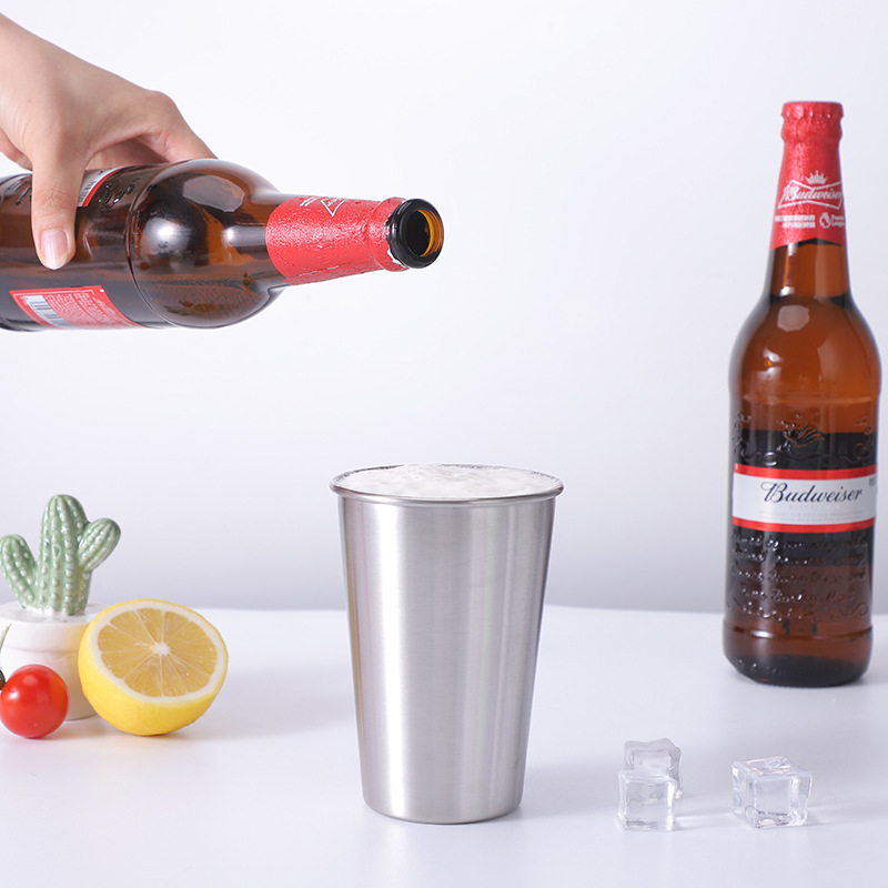 Net red 304 stainless steel beer mug portable simple single-layer curled coffee mug cold drink water mug