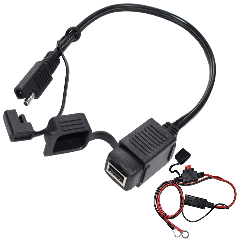 Motorcycle Sae to USB Pure Copper Cable Adapter Dustproof USB Extension Cable 2.1A Port Mobile Phone Charging Cable