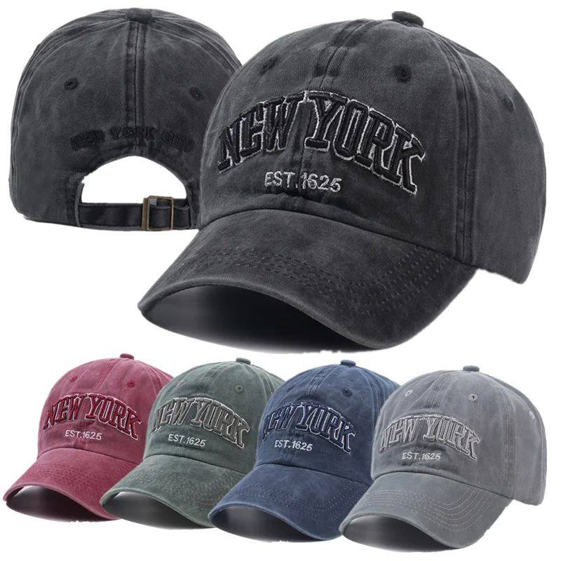 new york washed cotton baseball caps – retro style unisex hat for men & women