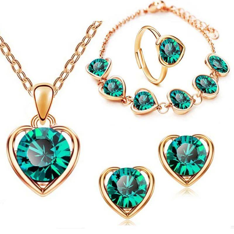 crystal heart bridal jewelry set – elegant wedding necklace & earrings collection