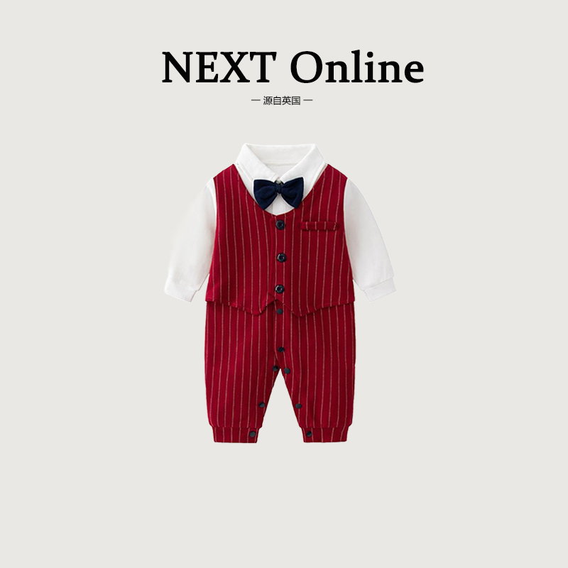 British Next Online Baby Jumpsuit Red Long-Sleeved Festive Dress Baby Boy Spring & Fall Suit