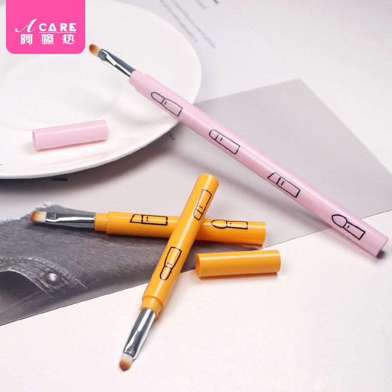 Multifunctional makeup brush 4 tool sets eye shadow brush lip brush eyebrow brush portable with lid telescopic double head multi-purpose