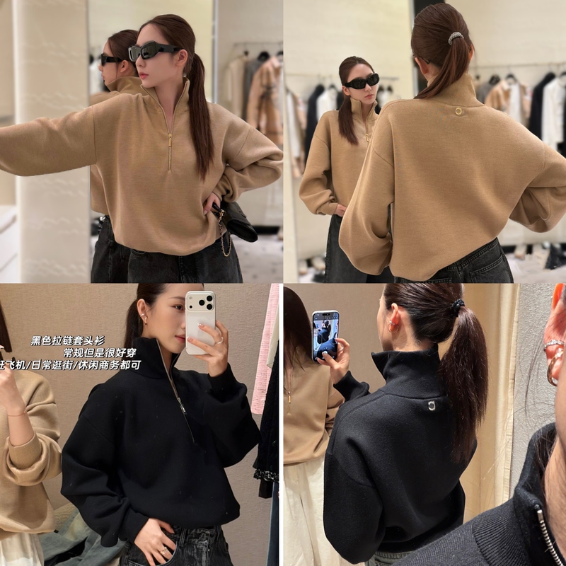 Unnie of Girl High-End Edition! 26Ajennie Same Style Half-Zip Loose Wool Knit Sweater for Women Unnie of Girl High-End Edition! 26Ajennie Same Style Half-Zip Loose Wool Knit Sweater for Women