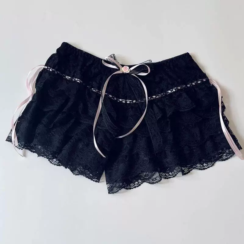 Пляжные шорты Cottage Coquette Y2K 00s Vintage для женщин, кружевные
