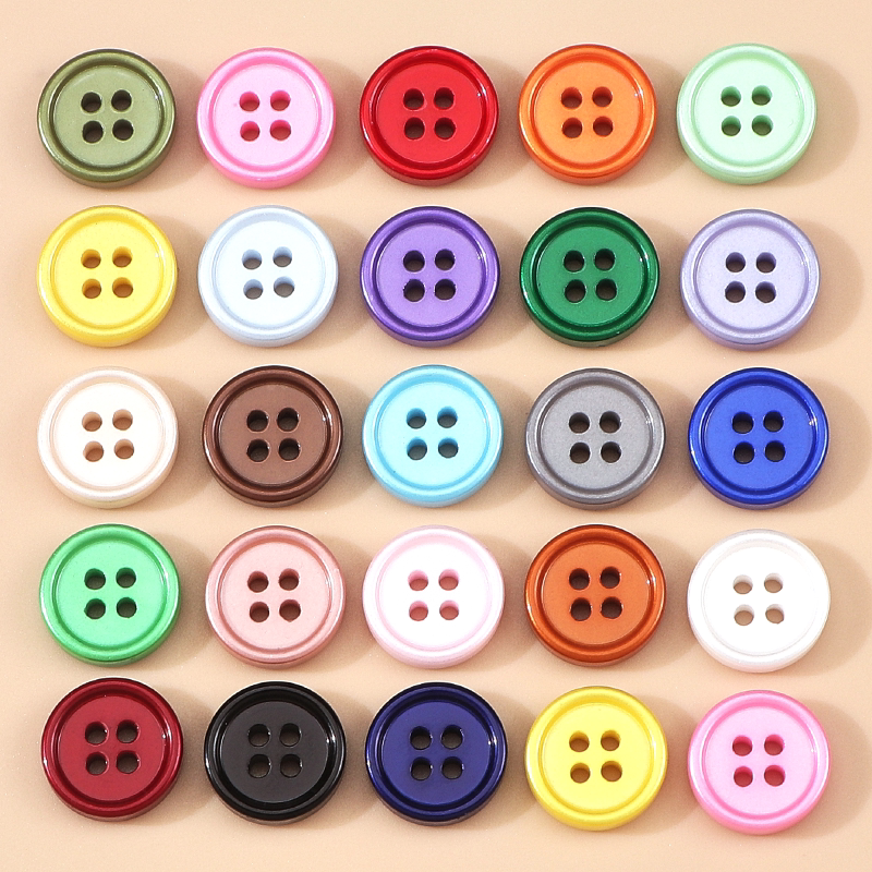 High-End Resin Colorful Thin-Edged Round Small Buttons for Men and Women, Spring and Autumn Style Shirt Short-Sleeve Buttons, Polo Shirt Buttons