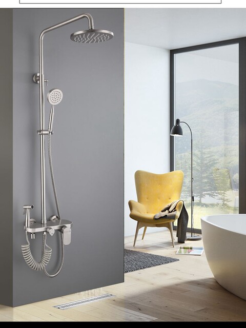 Sus304 Stainless Steel Pressurized Shower Set for Home Bathroom, Hot and Cold Rain Shower Head, Shower Head