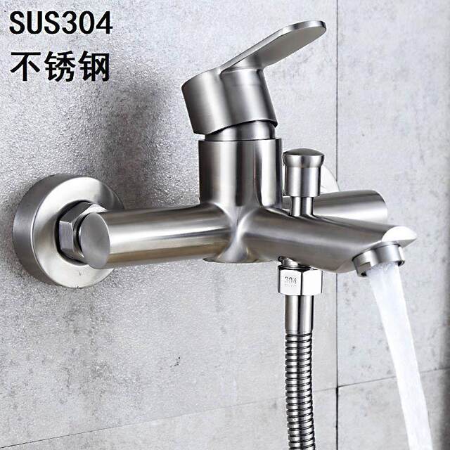 Shower Faucet and Showerhead Set, Bathtub Triple 304 Stainless Steel Hot and Cold Concealed Mixing Valve, Bathroom Bottom Outlet