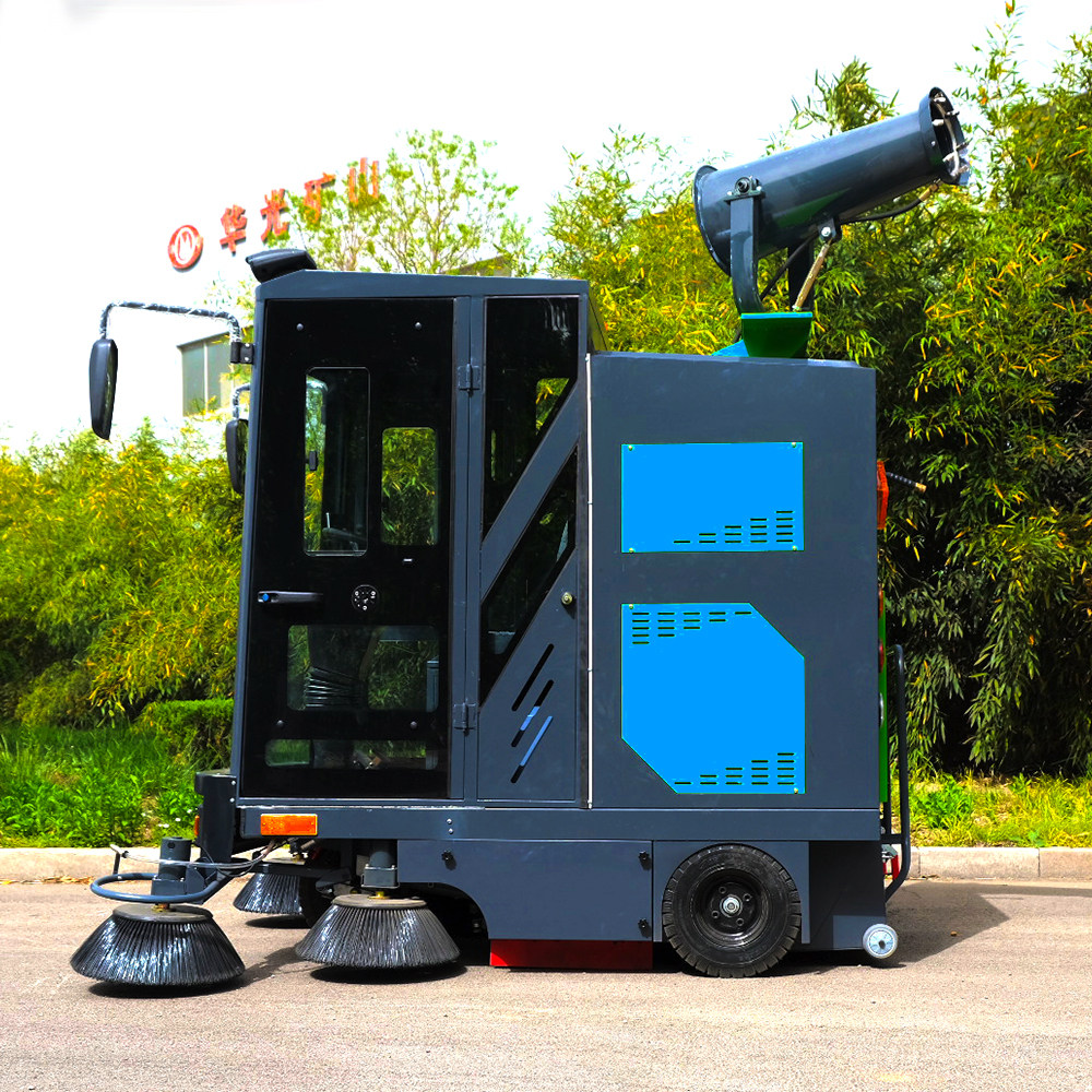 Electric sweeping car industrial factory sweeper commercial totally enclosed driving type multifunctional high-pressure fog gun sweeping car