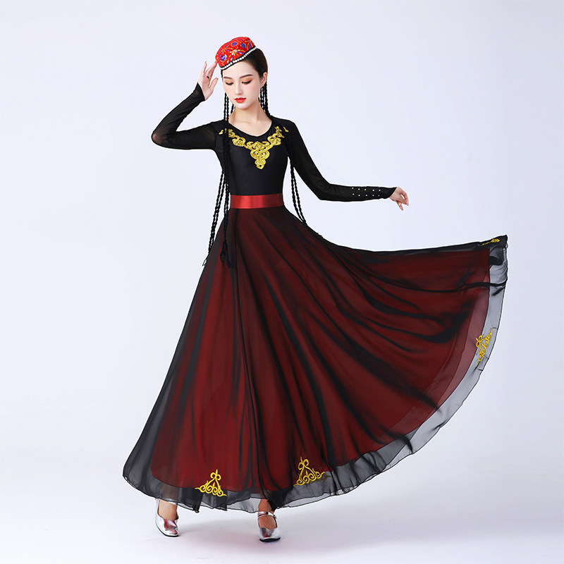 Xinjiang Uyghur dance costumes large swing skirt female adult practice skirt new minority performance costume