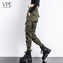 2021 autumn Winter New Army Green working dress pants women Slim Tall Waist Bunches Foot Handsome Gas Fried Street Big Yard Casual Pants