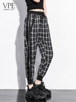 2021 Autumn Winter New Casual Pants Lady Glean Loose Movement Hallen Small Subplaid Bunch-footed pants