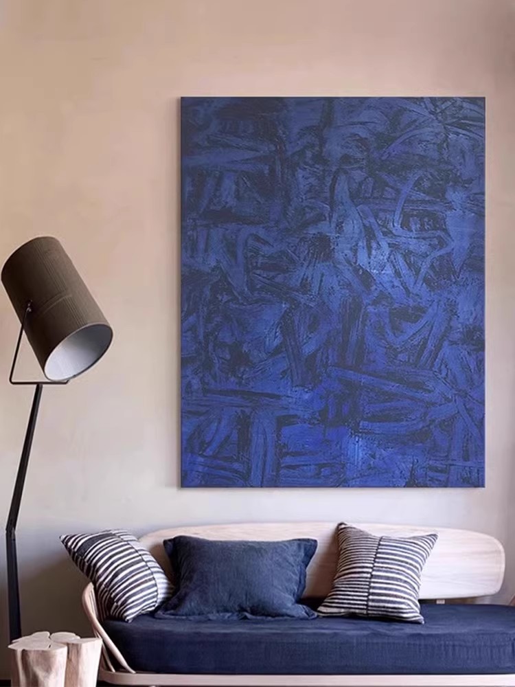 Hand-painted oil painting Klein blue living-room floor painting with large abstract Xuanguan decoration painting modern minimalist mycreatine hang painting-Taobao