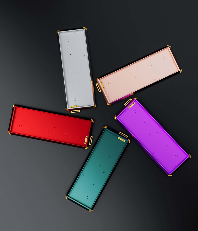 New T60 [Story60] Gh60 Hole Anodized Aluminum Case with Gold Corner Decoration and Weighted Back