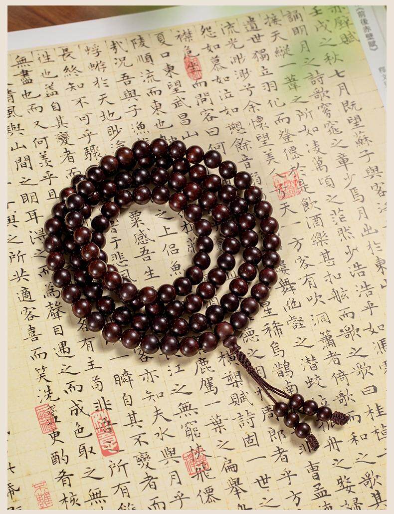 Thousand-year-old Indian small-leaf rosewood bracelet with 108 prayer beads 2.0 prayer bead necklace for men and women sandalwood rosewood hand 錬 pic 15