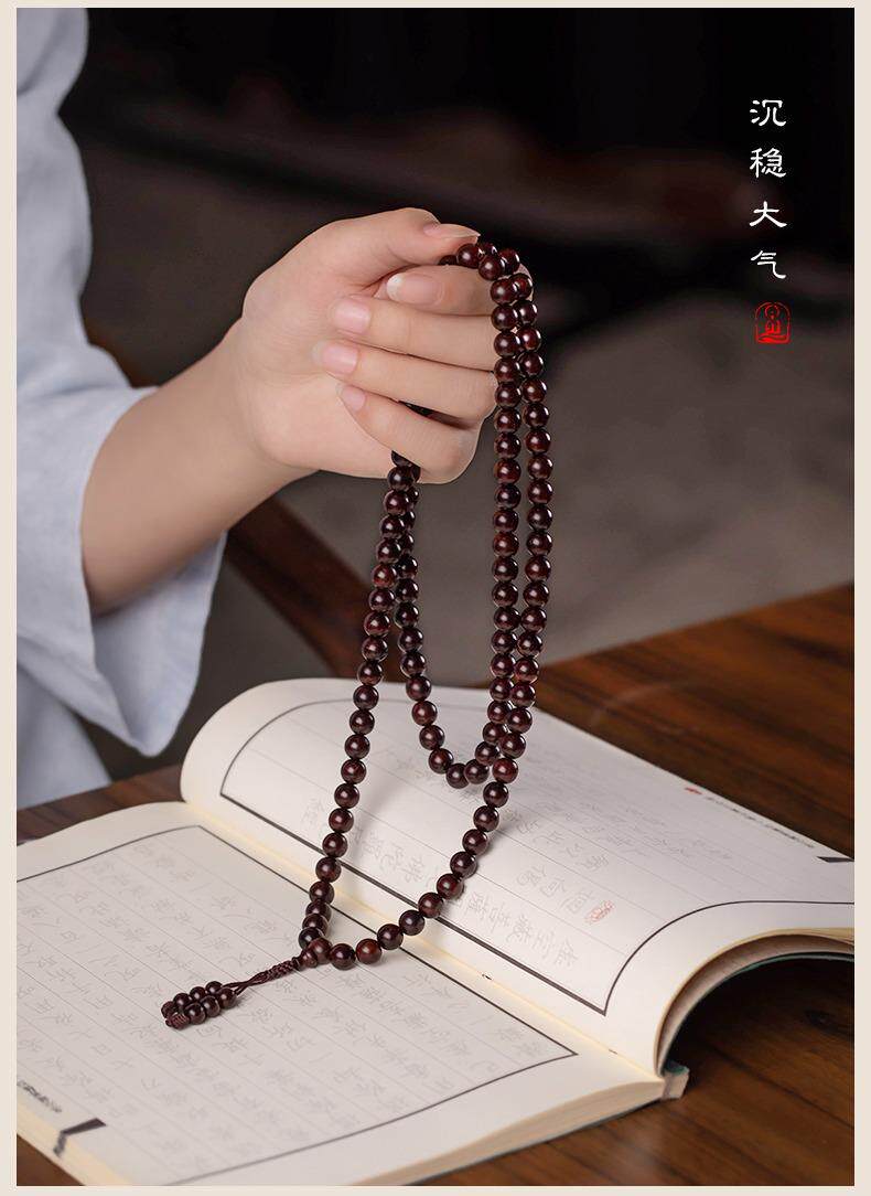 Thousand-year-old Indian small-leaf rosewood bracelet with 108 prayer beads 2.0 prayer bead necklace for men and women sandalwood rosewood hand 錬 pic 18