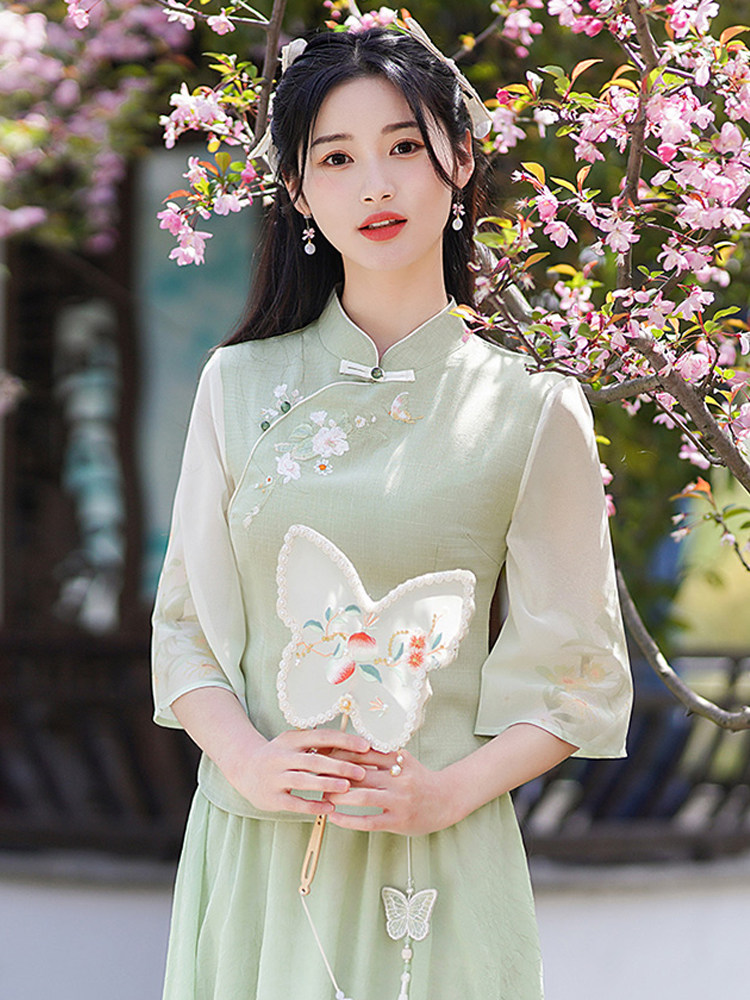 唐装中国风女装｜禅意茶服×改良旗袍，法式复古灵魂遇见东方骨相_上衣_