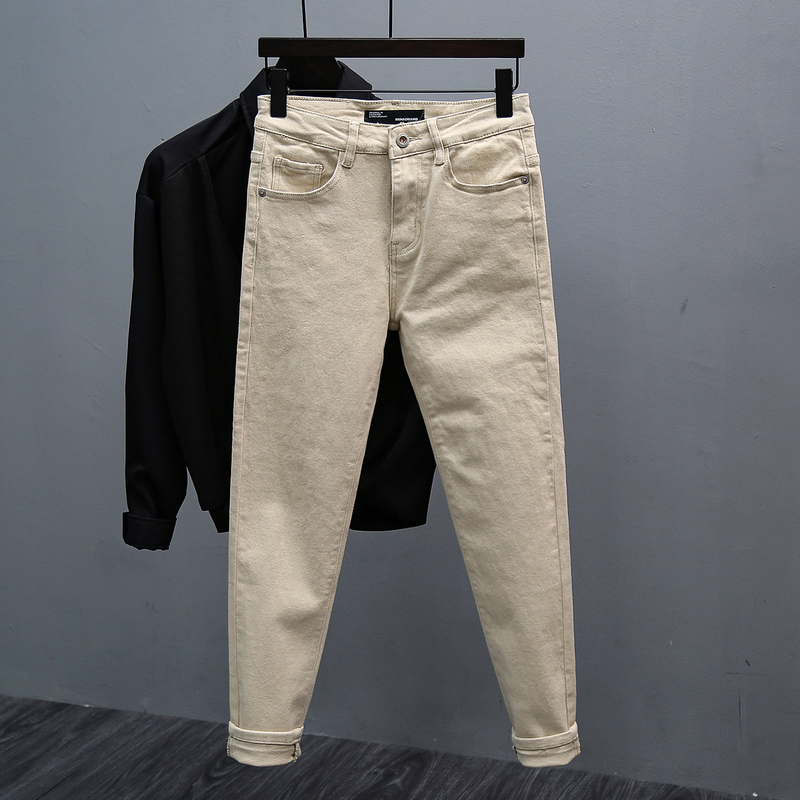 Khaki Jeans for Men, Spring and Autumn 2026 New Slim Fit, Tapered, Washed, Korean Style, Trendy, Versatile Long Pants Khaki Jeans for Men, Spring and Autumn 2026 New Slim Fit, Tapered, Washed, Korean Style, Trendy, Versatile Long Pants