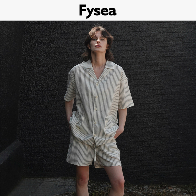 Fysea Hemp Black and White Striped Home Wear Short-Sleeved Shorts Summer Pajamas for Men and Women That Can Be Worn Outside the Home, Gift Box Set for Gifting Fysea Hemp Black and White Striped Home Wear Short-Sleeved Shorts Summer Pajamas for Men and Women That Can Be Worn Outside the Home, Gift Box Set for Gifting