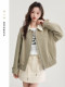 2025 spring new American retro lapel flight jacket women's short high-end shoulder padded versatile top