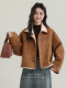2024 winter new imitation suede reversible coat women's fur one-piece brown warm lapel jacket cardigan
