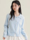 2024 Spring and Autumn New Blue Long-Sleeve Knitted Cardigan for Women, Short Sweet Inner Layer Small Jacket, Elegant Sweater Top