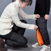Children riding a motorcycle knee pad joint zipper down cotton pants leg cover winter warm plus velvet padded wind and cold