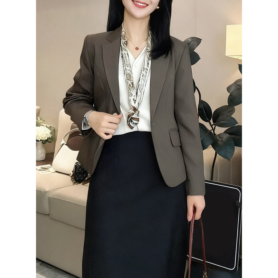 Темпераментный повседневный маленький пиджак для костюма, женский короткий весенне-осенний новый стиль, высококачественный профессиональный пиджак на одной пуговице с длинными рукавами