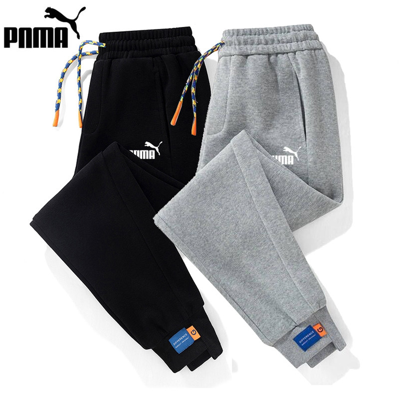 Classic trendy brand men's sports pants couple plus velvet padded casual pants loose cotton leggings pants all-match cropped pants