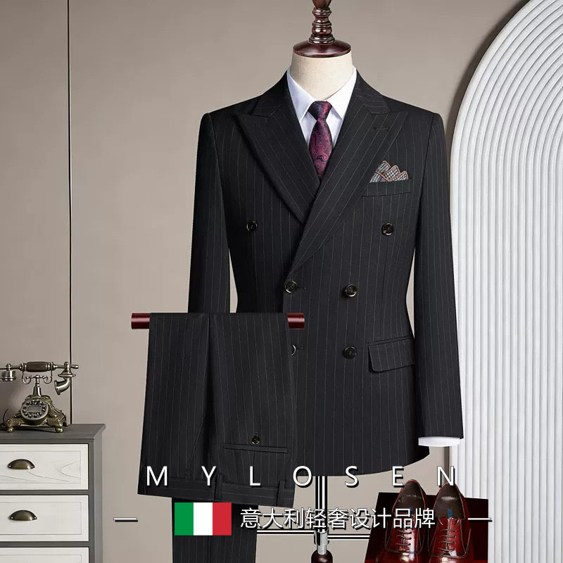 Mylerson Commuter Business Double-Breasted Suit Suit Men's Korean Style Casual Formal Wedding Suit Three-Piece Suit Mylerson Commuter Business Double-Breasted Suit Suit Men's Korean Style Casual Formal Wedding Suit Three-Piece Suit