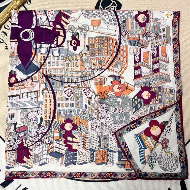 Miridona-105*105 Large Square Scarf, High-Quality Mulberry Silk, Comfortable and Versatile Ty