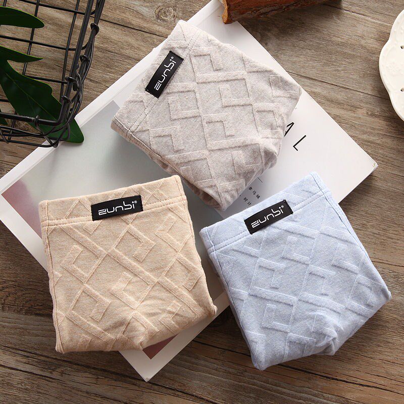 Mid-Waist Four-corner Pants Pure Color Minima Breathable Comfort Cotton Printed Underpants Gas Youth Four-corner Short Pants