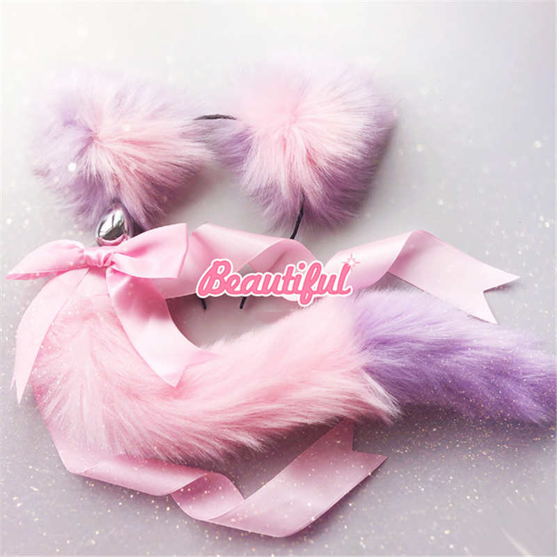 Fox Tail Bow Metal Butt Anal Plug Cute Bow-Knot Soft Cat Ear