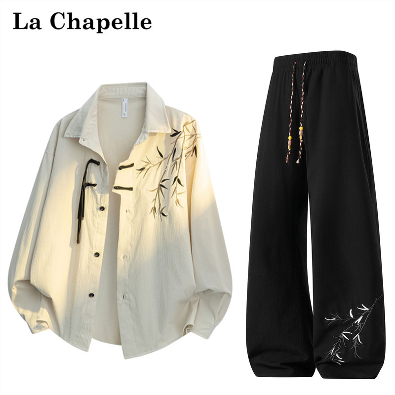 La Chapelle New Chinese-Style Embroidered Shirt Set for Women, Autumn 2026 New Chinese-Style Long-Sleeved Shirt Two-Piece Set La Chapelle New Chinese-Style Embroidered Shirt Set for Women, Autumn 2026 New Chinese-Style Long-Sleeved Shirt Two-Piece Set