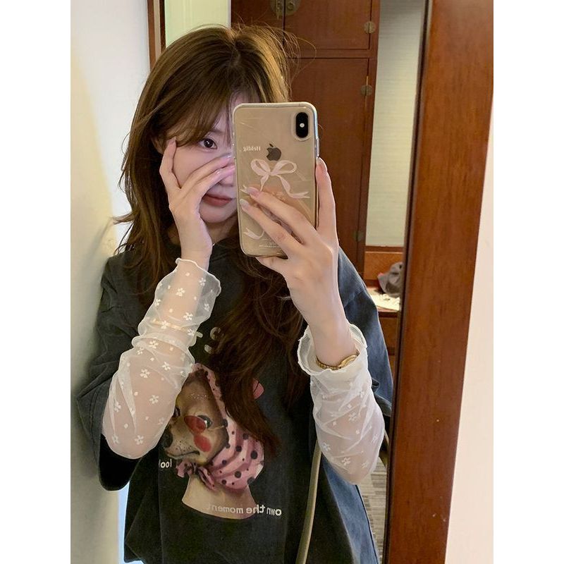 Korean Gentle French Style ins Spring and Summer 2026 New Small Floral Lace Long-Sleeve T-Shirt Base Layer Top Korean Gentle French Style ins Spring and Summer 2026 New Small Floral Lace Long-Sleeve T-Shirt Base Layer Top