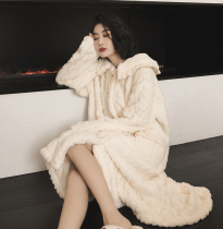 Sandro Vicari Sleeping Women Coral Suede Winter Brief Winter Brief Warm Net Red Long can be worn outside the home clothes