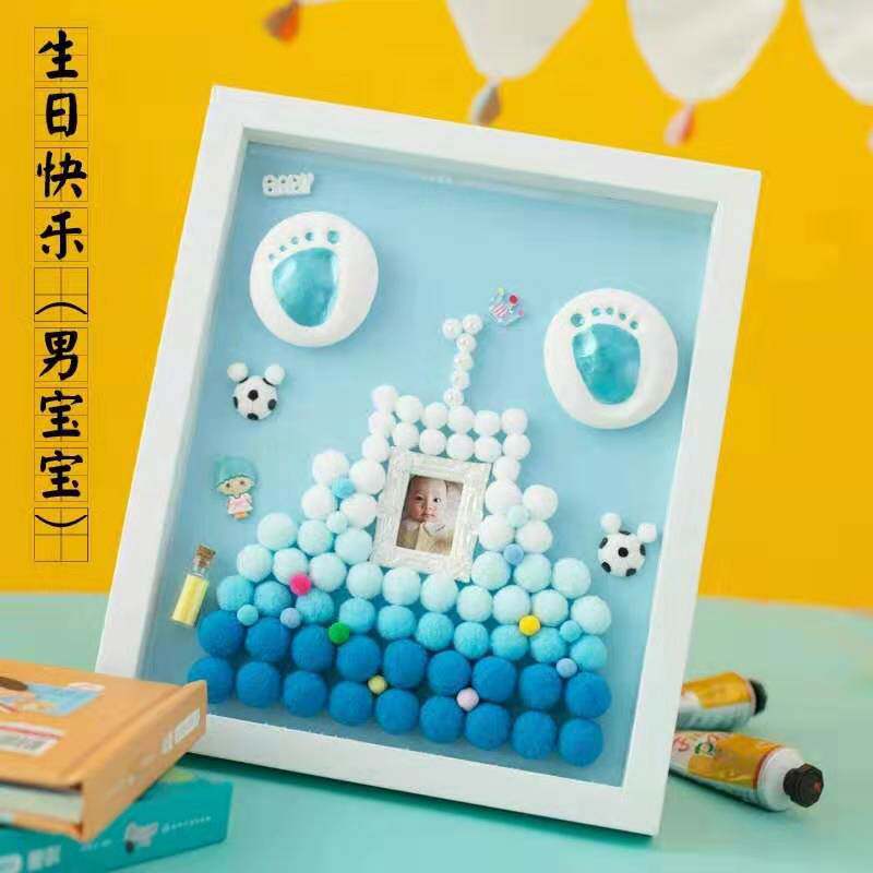 Baby Hands Foot Print Mud Baby Hands And Feet Print Child Full Moon Birthday Gift Newborn 100 Days Creative Photo Frame-Taobao