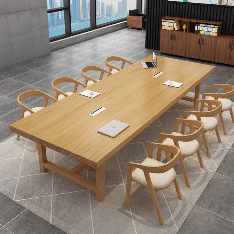 Solid Wood Conference Table Modern Simple Large Desk Industrial Wind Table Chair Combination Table Library Table