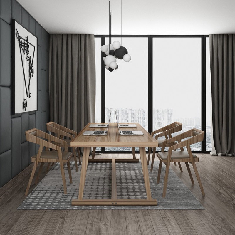 loft solid wood meeting table industrial wind desk rectangular small negotiation table and chairs combined simple strip table