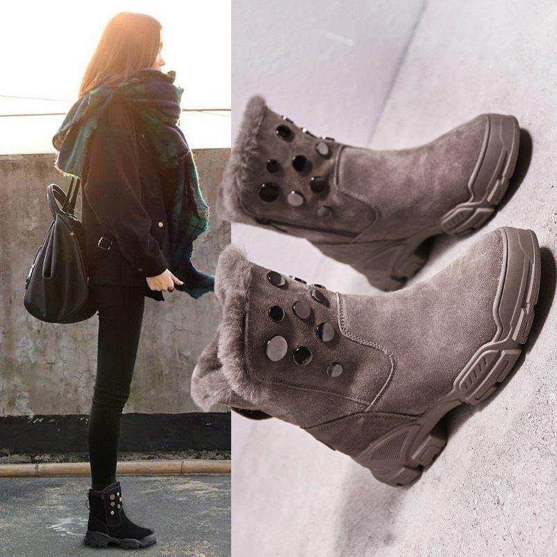 Winter snow boots female plus suede thickened 2023 new fur integrated cotton shoes autumn winter net red ocean gas short boots-Taobao