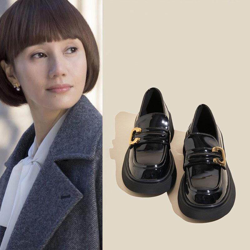 Women's shoes 2023 Spring and autumn new thick bottom Career work Single shoes Inn wind small leather shoes bursting with women's shoes-Taobao