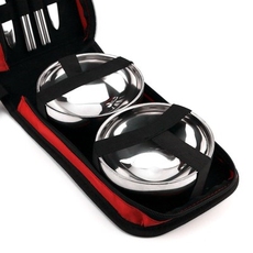 Упаковка угол 套装野营碗双层装折叠。隔热u便携不锈钢户外单人餐具碗包勺筷 OTHER