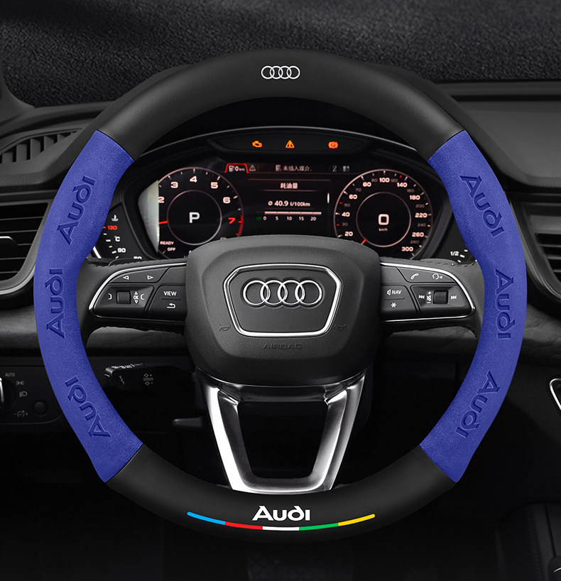 Suitable for Audi Q5L Steering Wheel Cover 18-24 Models Suede Carbon Fiber Four-Season Universal Leather Car Handlebar Cover