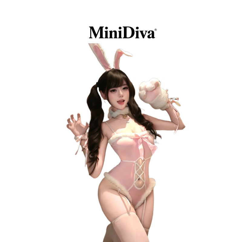 Minidiva: Tsundere Bunny Sexy Sweet Girl Lingerie Cos Role Play Pink Bodysuit Set Minidiva: Tsundere Bunny Sexy Sweet Girl Lingerie Cos Role Play Pink Bodysuit Set