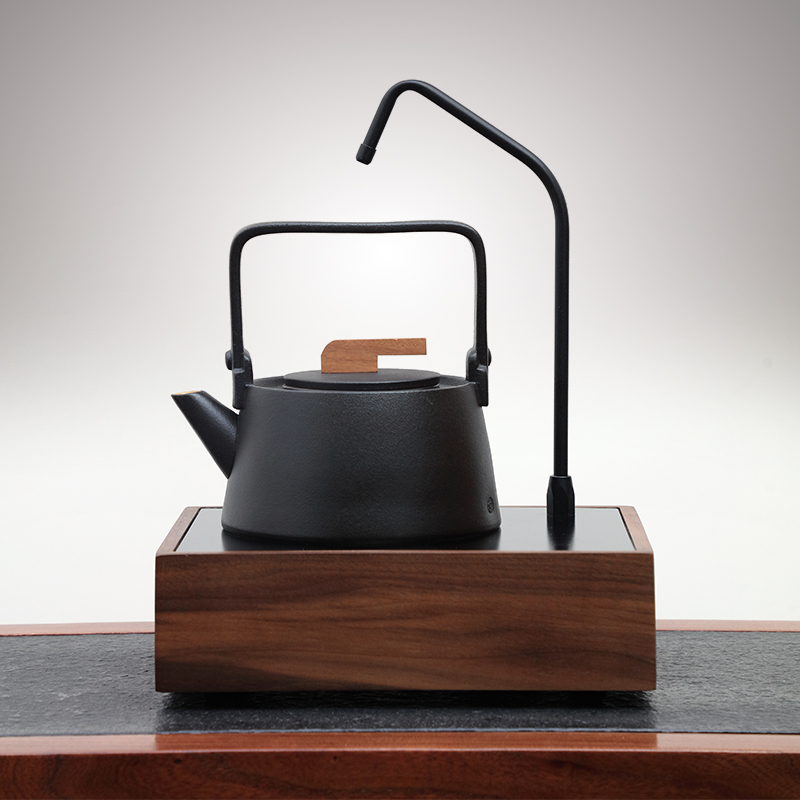 Black crystal stove cooking tea machine Automatic water feeding tea special electric heat burning water glass pot domestic electric pottery stove suit tea set